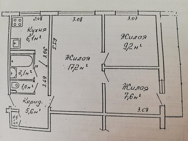 3-к квартира, 49 кв.м., Минск 3-к квартира, 49 кв.м., Минск