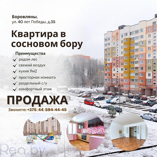 1-к квартира - деревня Боровляны, улица 40 лет Победы, 35А Продан