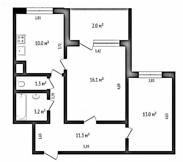 2-к квартира, 57 м2, Минск, , Продан 2-к квартира, 57 м2, Минск, , Продан